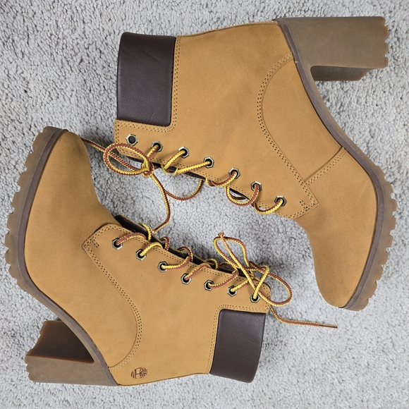 Timberland ORTHOLITE Allington High Heel Boot Bootie SZ 7 Wheat Nubuck Leather - Picture 4 of 7